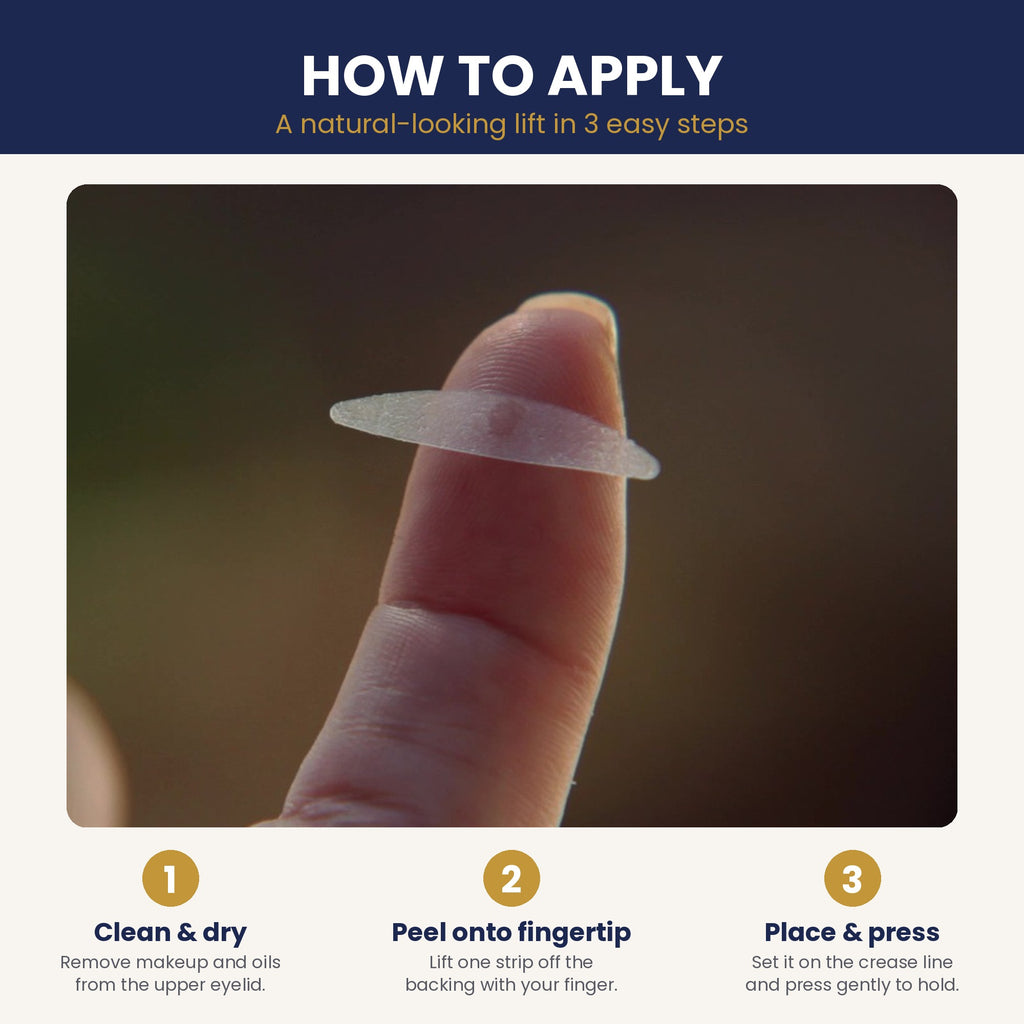How to apply Eye Magic eyelid lift strips in 3 steps