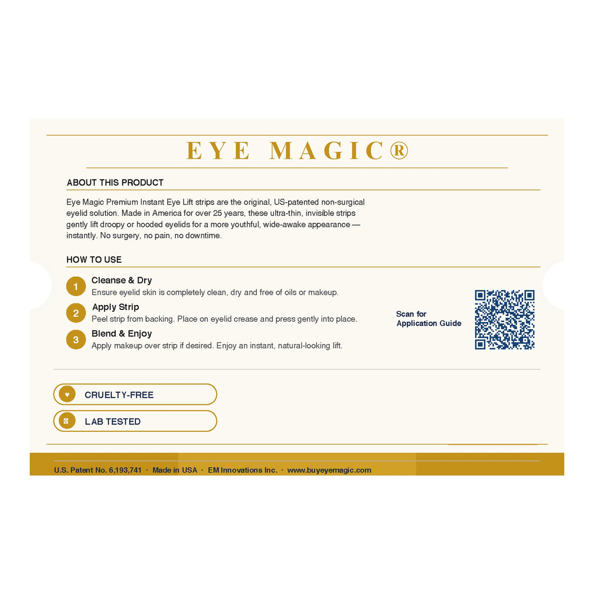 Back of the new Eye Magic retail box - about the product and how to use